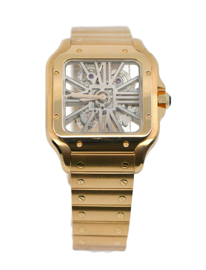 Cartier Santos Skeleton 18K Rose Gold Watch WHSA0016