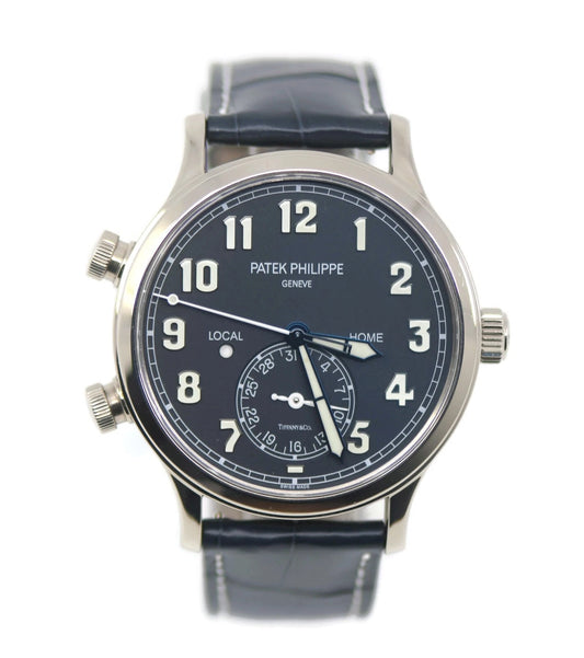 Patek Philippe Pilot Travel Time Tiffany & Co 18K White Gold Watch 5524G-001