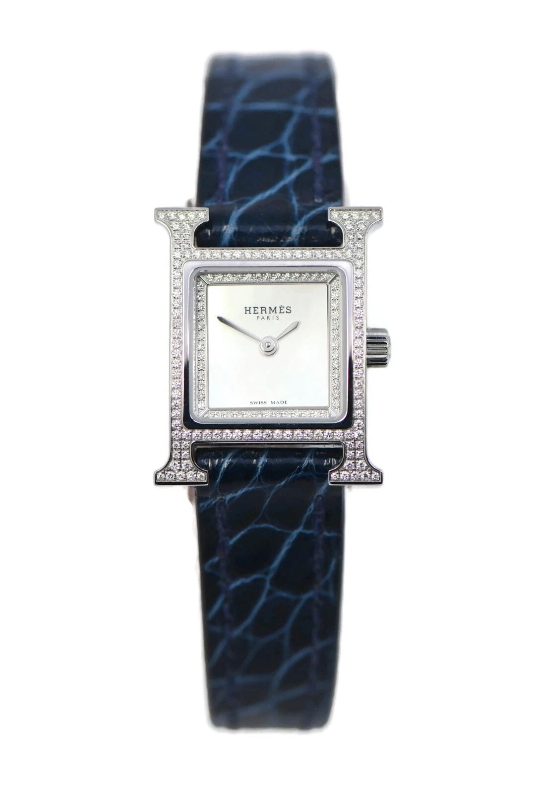 Hermes H Diamond Stainless Steel Watch HH1.132