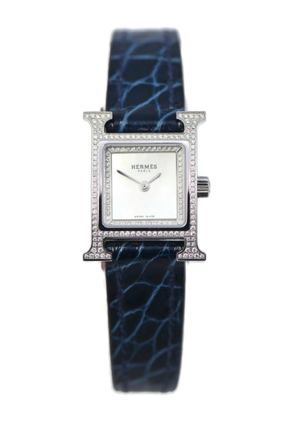 Hermes H Diamond Stainless Steel Watch HH1.132