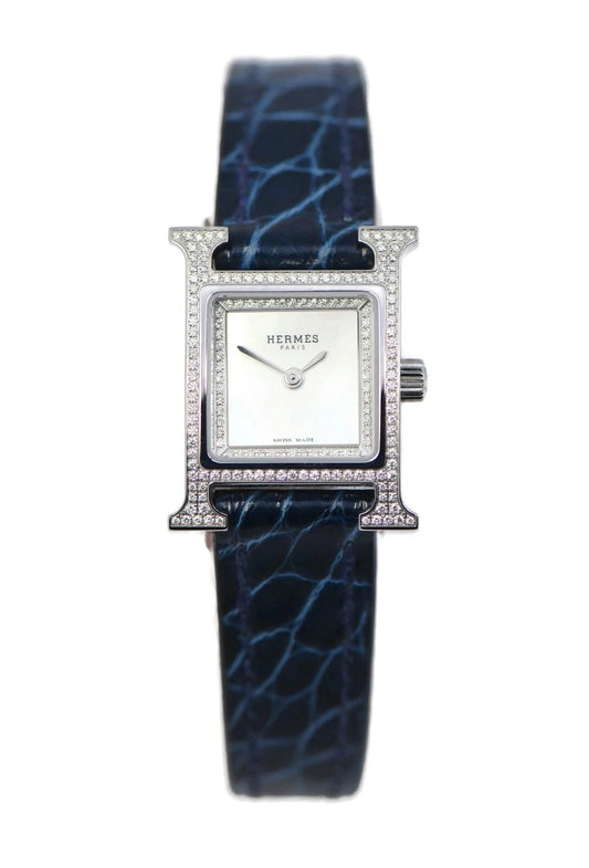 Hermes H Diamond Stainless Steel Watch HH1.132
