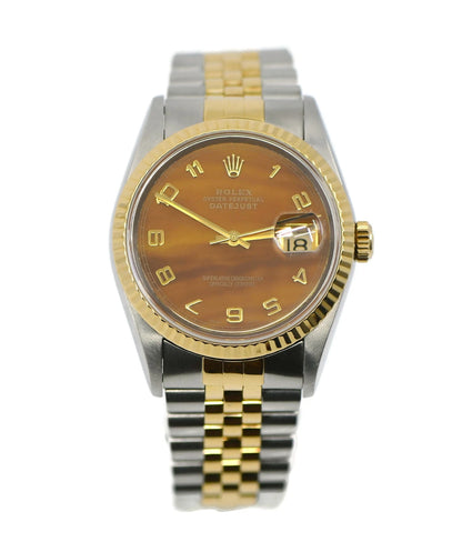 Rolex Datejust Tiger's Eye 18K/Stainless Steel Watch 16233