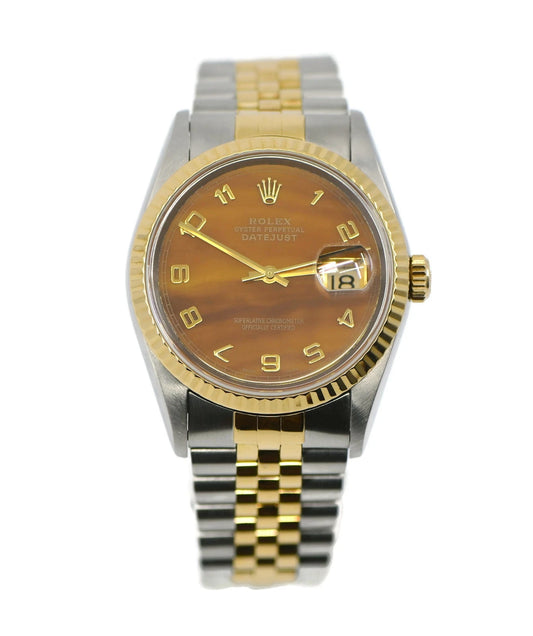 Rolex Datejust Tiger's Eye 18K/Stainless Steel Watch 16233