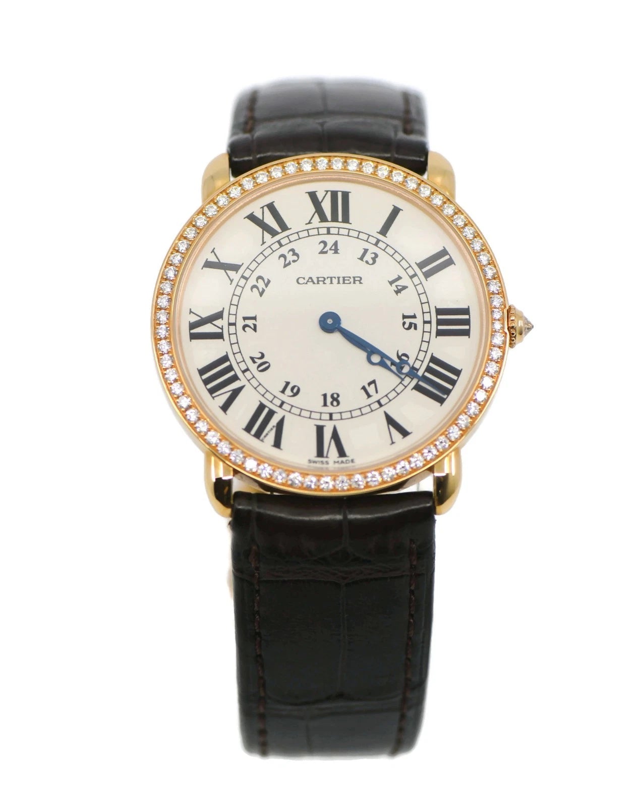 Cartier Ronde Louis Diamond 18K Rose Gold Watch WR000651