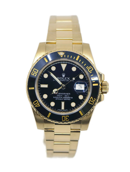 Rolex Submariner 18K Yellow Gold Watch 116618LN