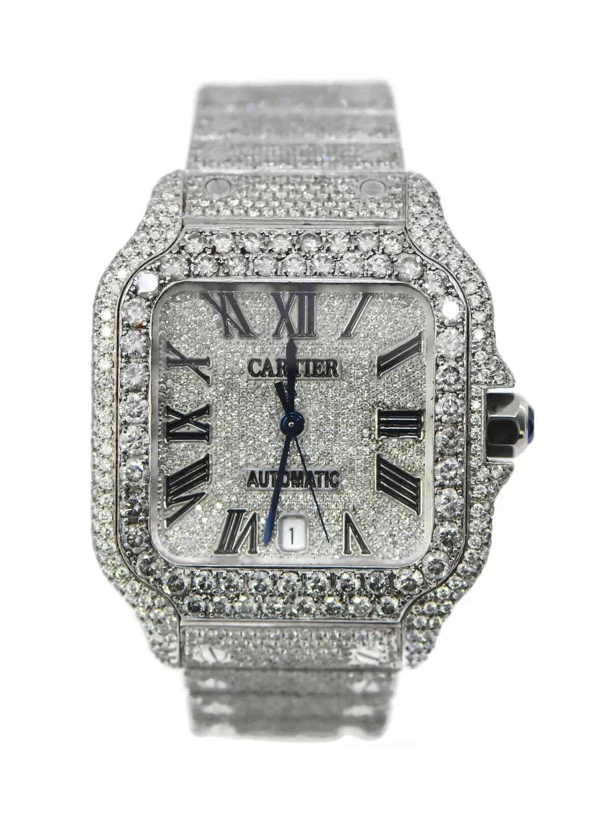 Cartier Santos Large Diamond Stainless Steel Watch WSSA0018
