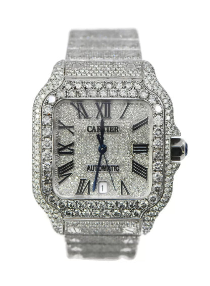 Cartier Santos Large Diamond Stainless Steel Watch WSSA0018