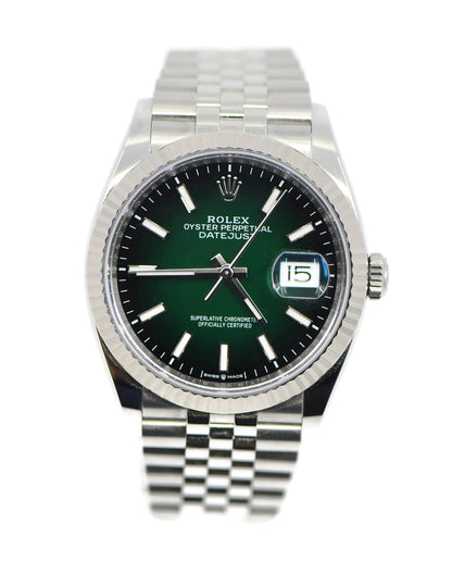 Rolex Datejust Green Ombre Stainless Steel Watch 126234