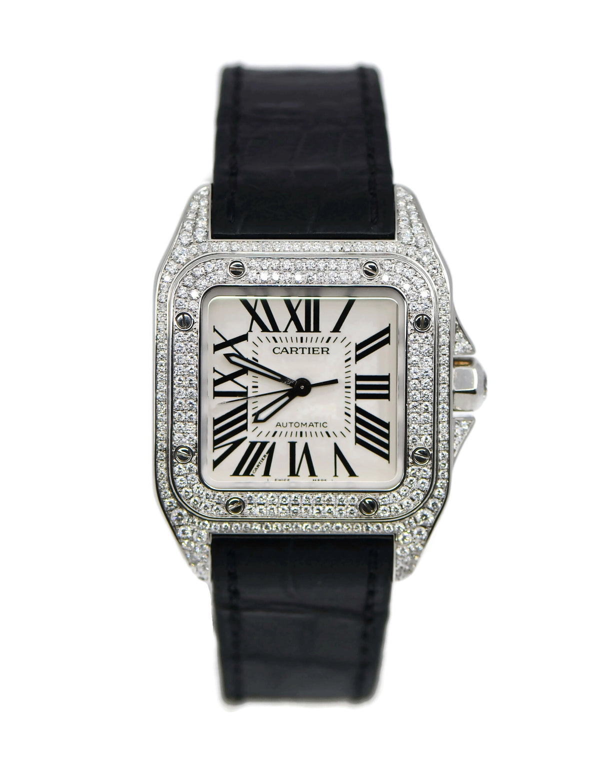 Cartier Santos 100 Diamond Stainless Steel Watch W20126X8
