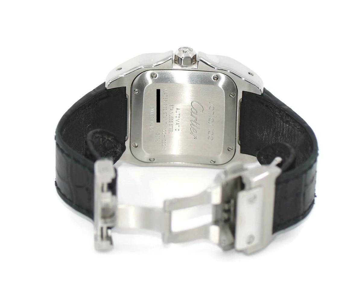 Cartier Santos 100 Diamond Stainless Steel Watch W20126X8