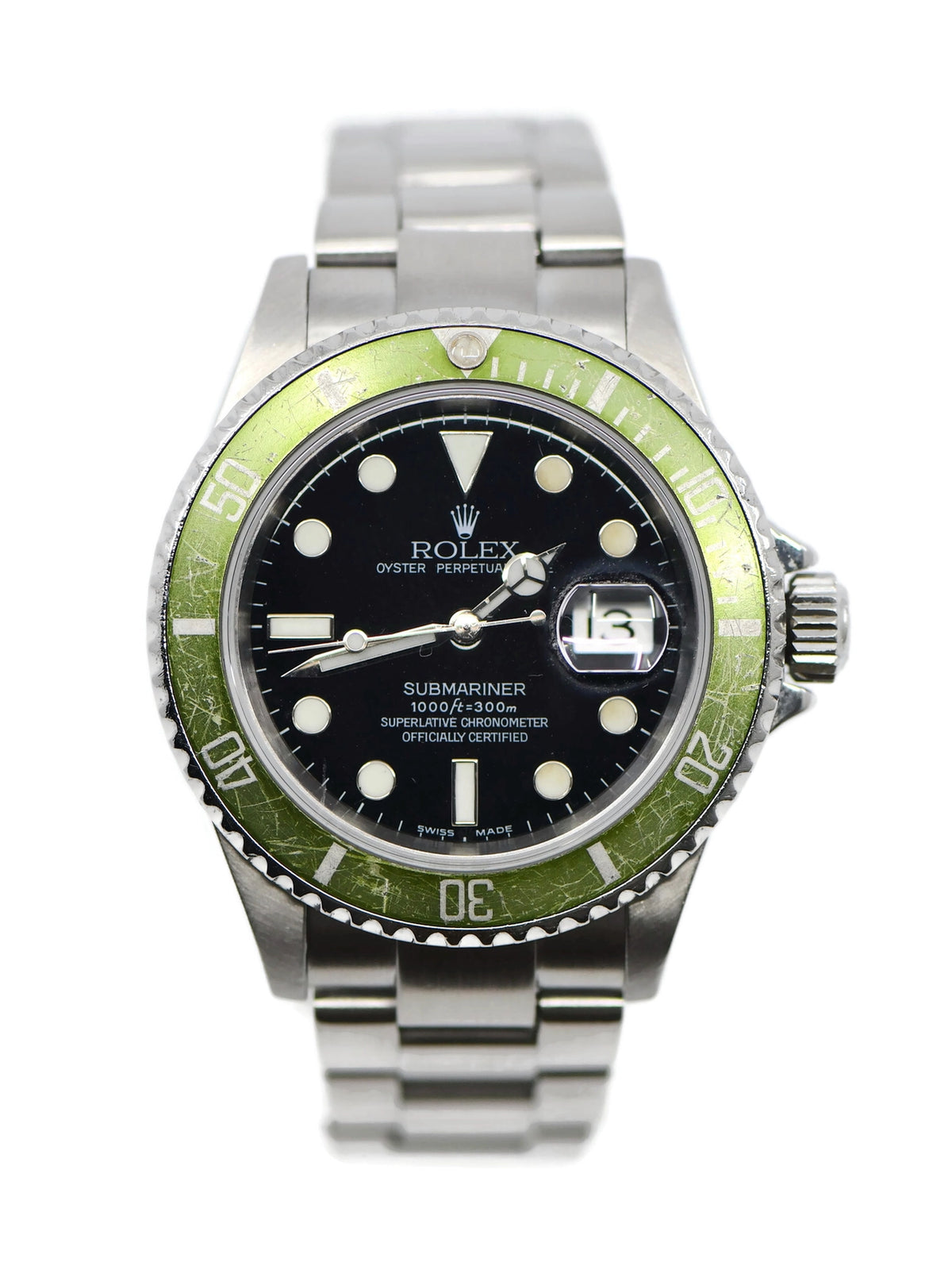 Rolex Submariner Kermit Flat 4 Stainless Steel Watch 16610LV