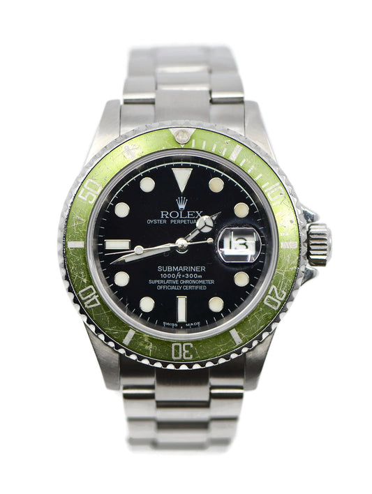 Rolex Submariner Kermit Flat 4 Stainless Steel Watch 16610LV