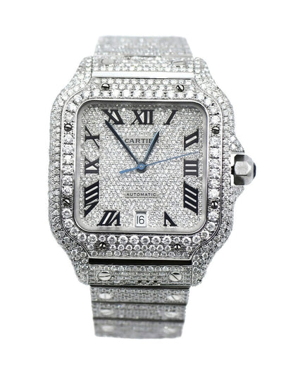 Cartier Santos Large Diamond Stainless Steel Watch WSSA0018