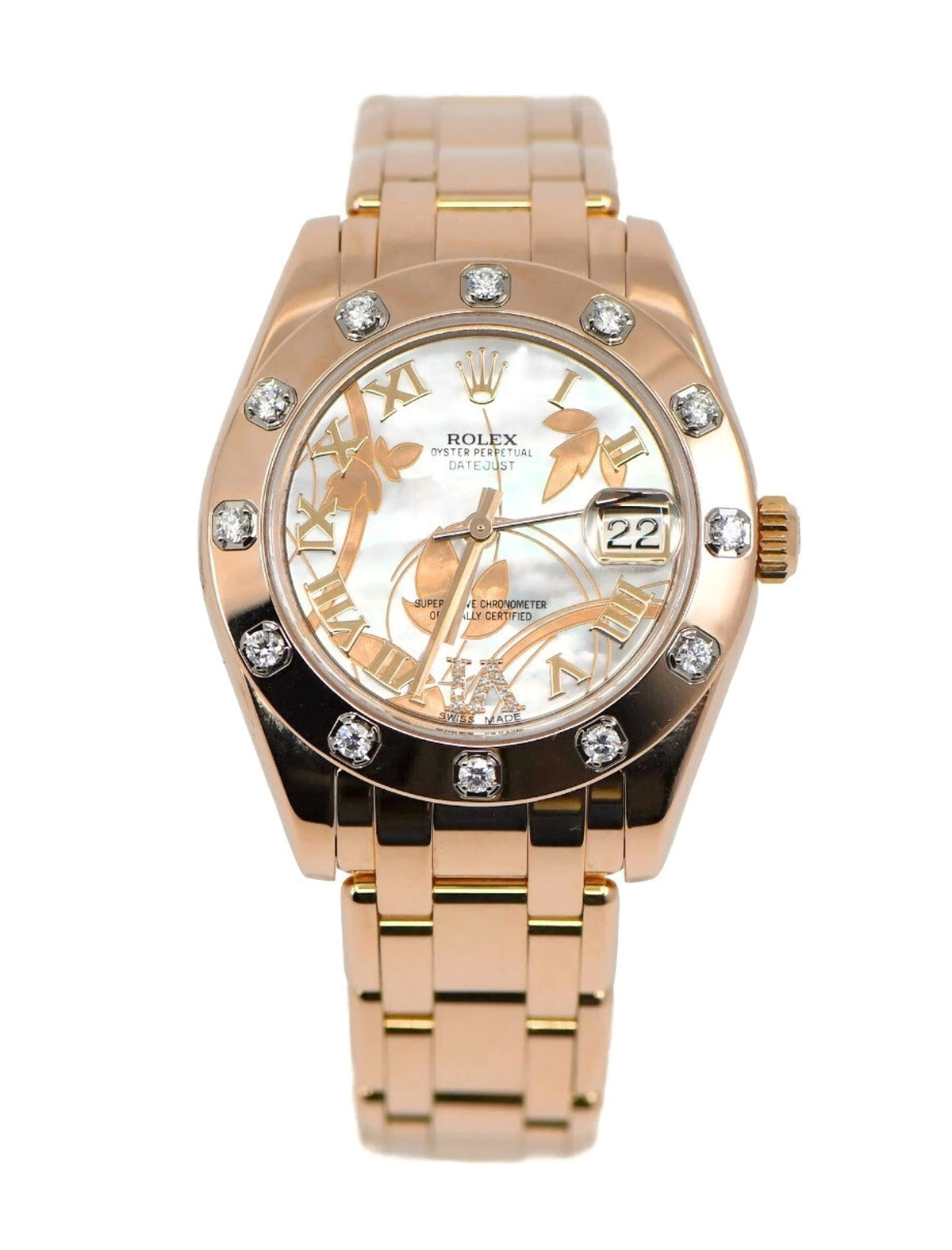 Rolex Pearlmaster Diamond 18K Rose Gold Watch 81315
