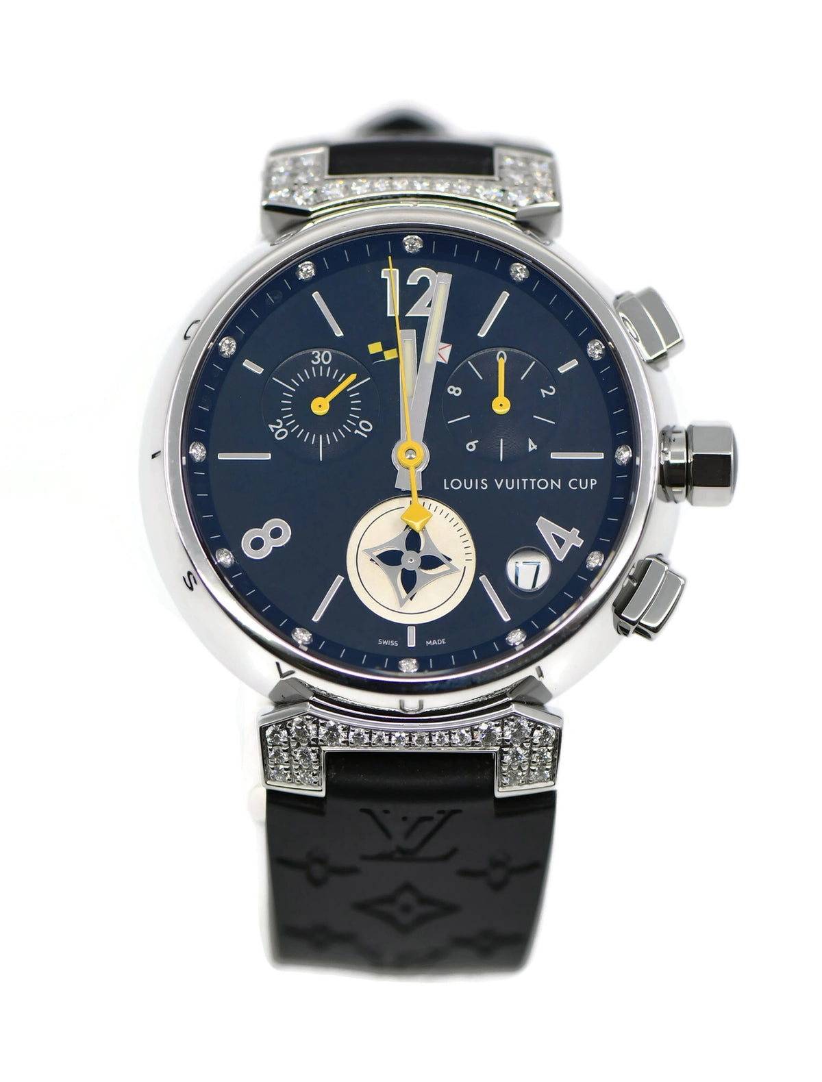 Louis Vuitton Tambour Diamond Stainless Steel Watch Q11BK