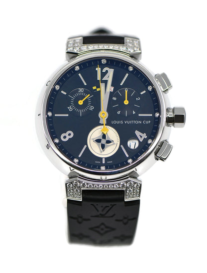 Louis Vuitton Tambour Diamond Stainless Steel Watch Q11BK