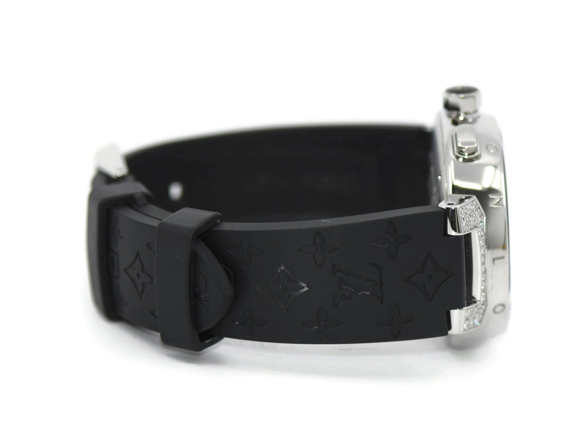Louis Vuitton Tambour Diamond Stainless Steel Watch Q11BK