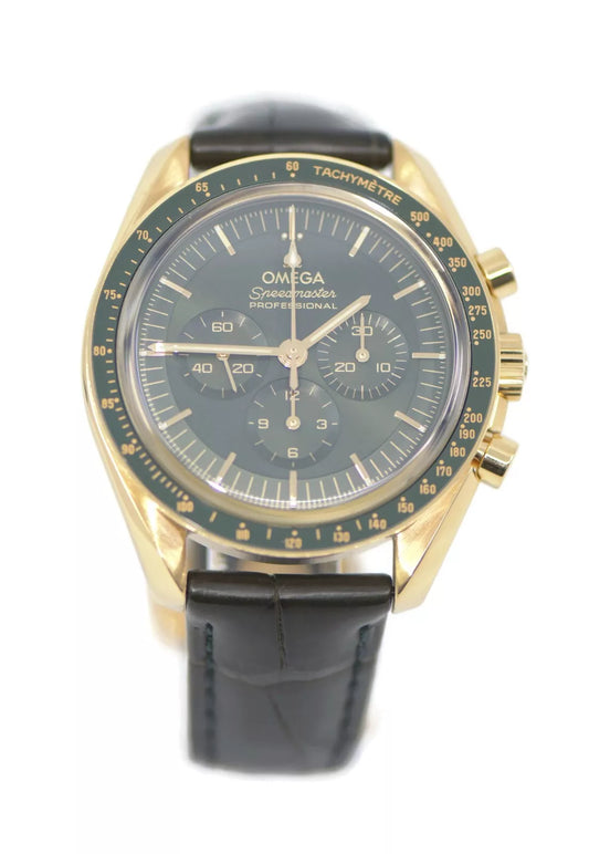 Omega Speedmaster Moonwatch Green 18K Yellow Gold Watch