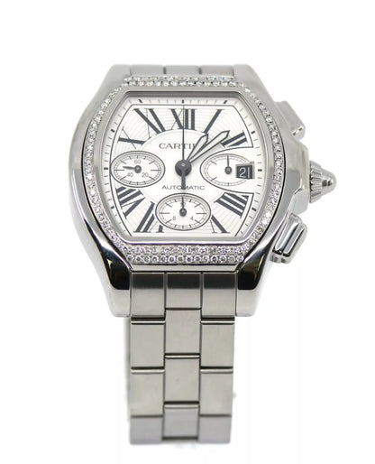 Cartier Roadster Diamond Chronograph Stainless Steel Watch