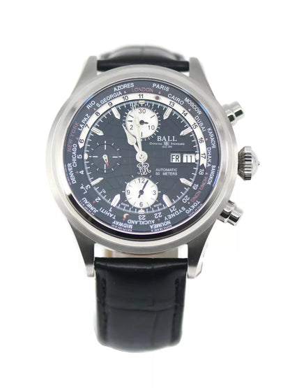 Ball Trainmaster Worldtime Stainless Steel Watch CM2052D-LFJ-BK