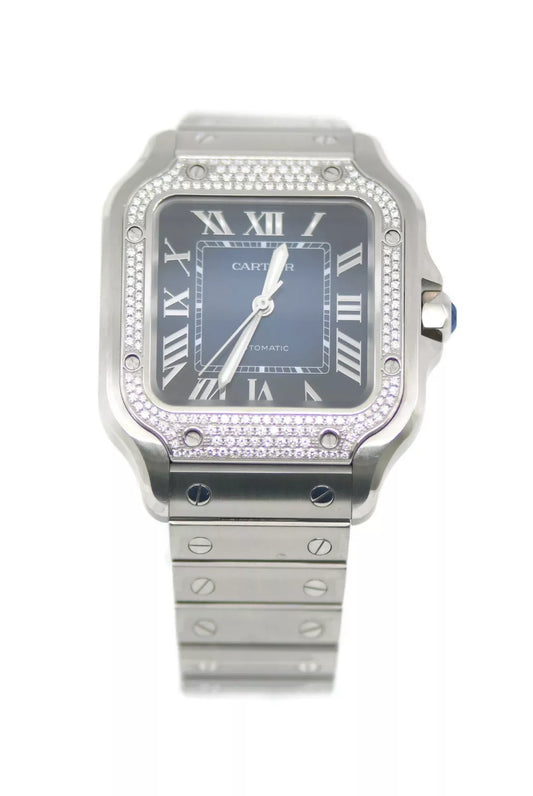 Cartier Santos Diamond Stainless Steel Watch